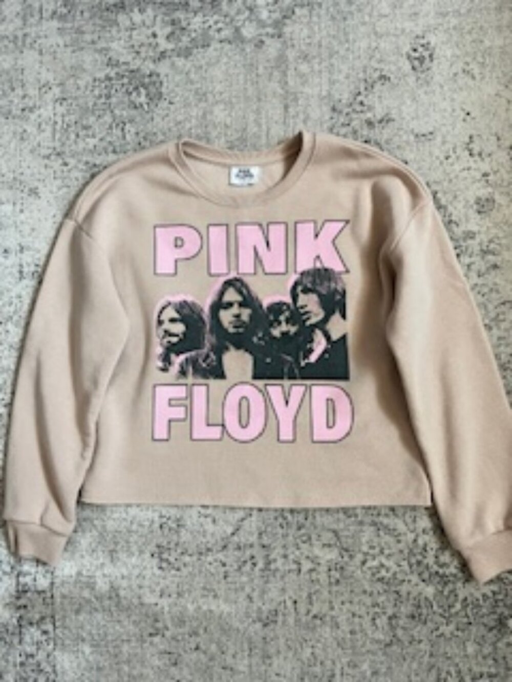 🧡3/15 PINK FLOYD Pullover Sweatshirt Pink Beige Girls L 10-12